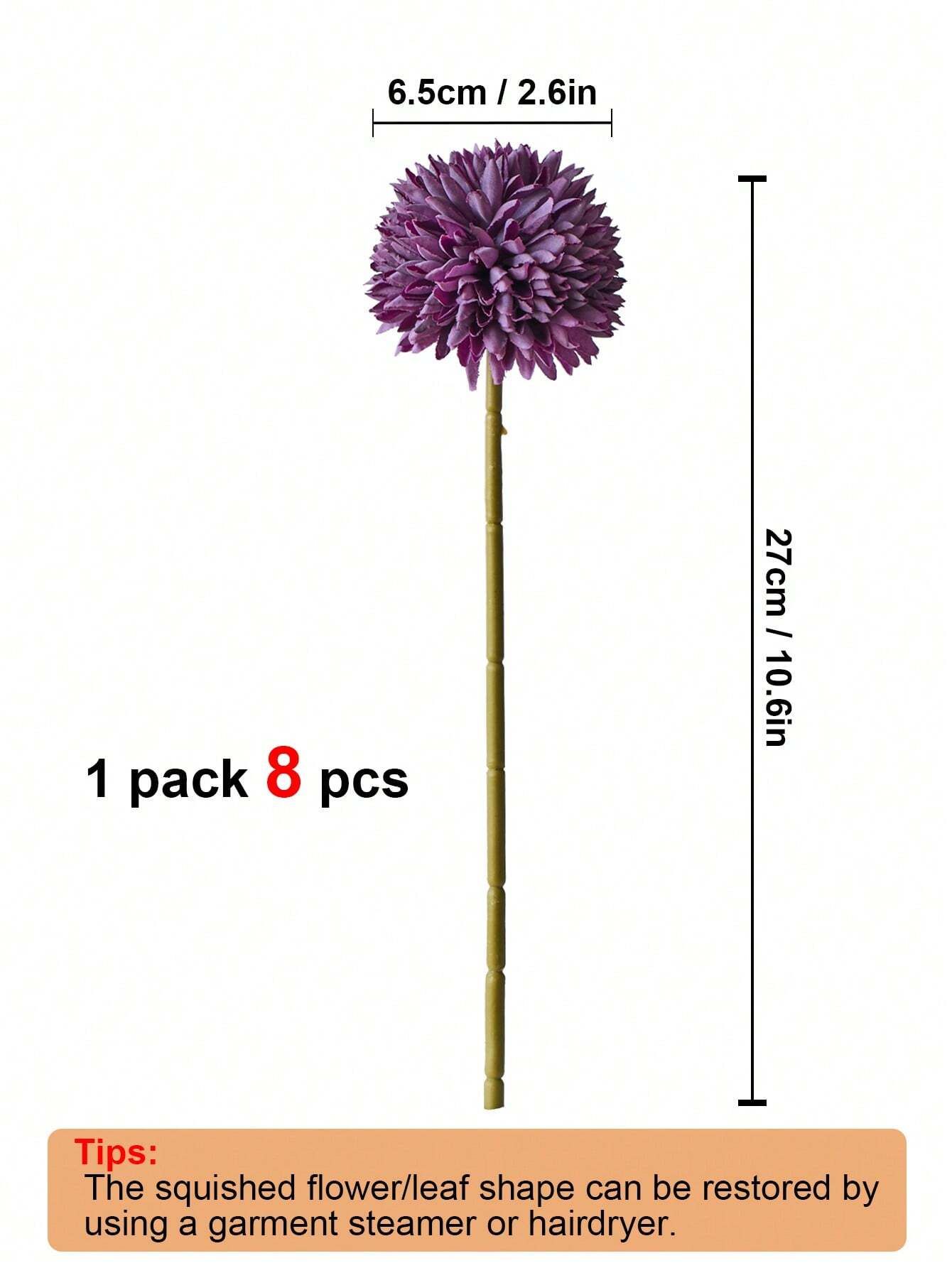 8pcs Artificial Chrysanthemum Ball Flowers Dandelion Hydrangea Arrangement view 2