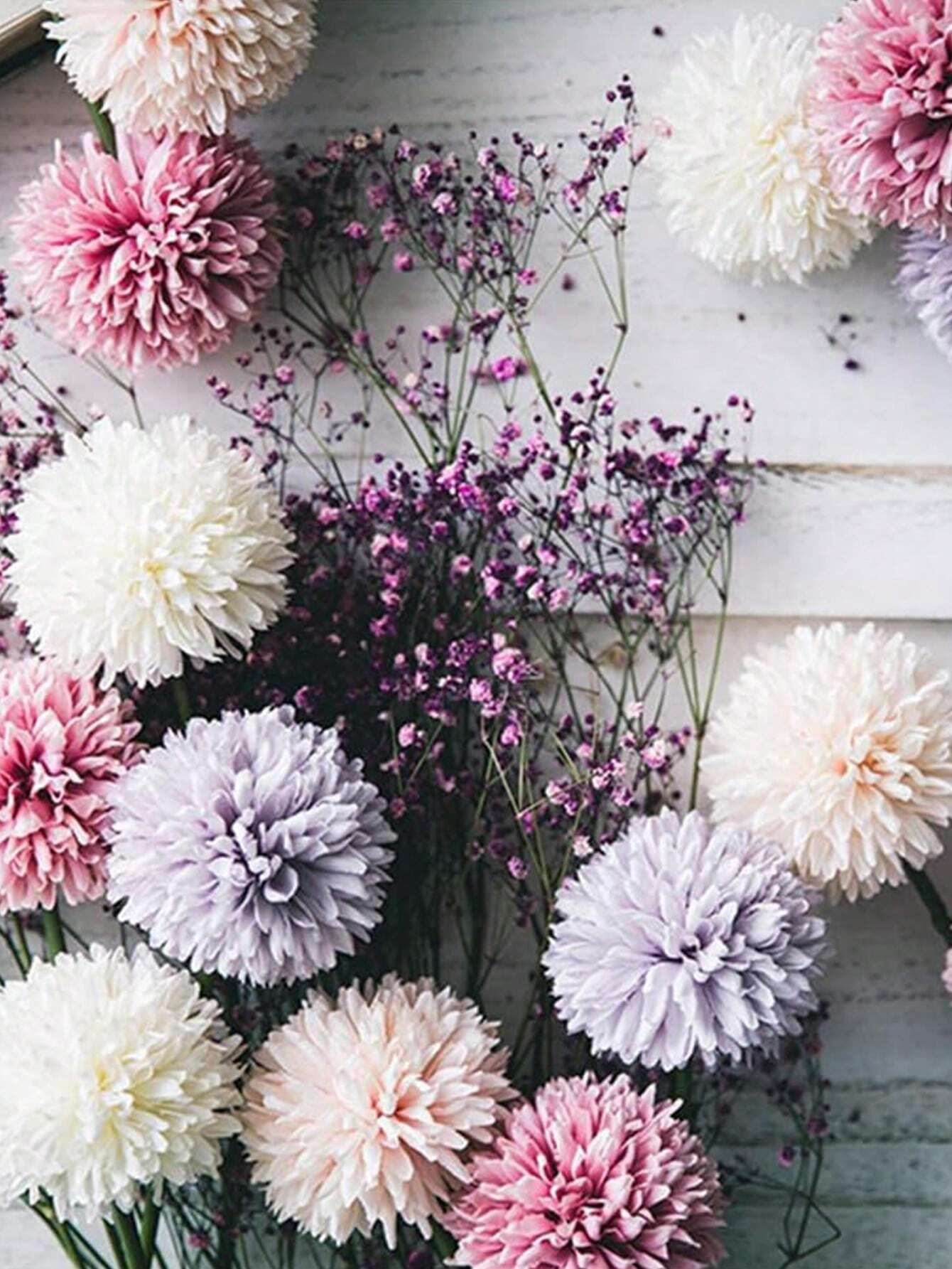 8pcs Artificial Chrysanthemum Ball Flowers Dandelion Hydrangea Arrangement view 3