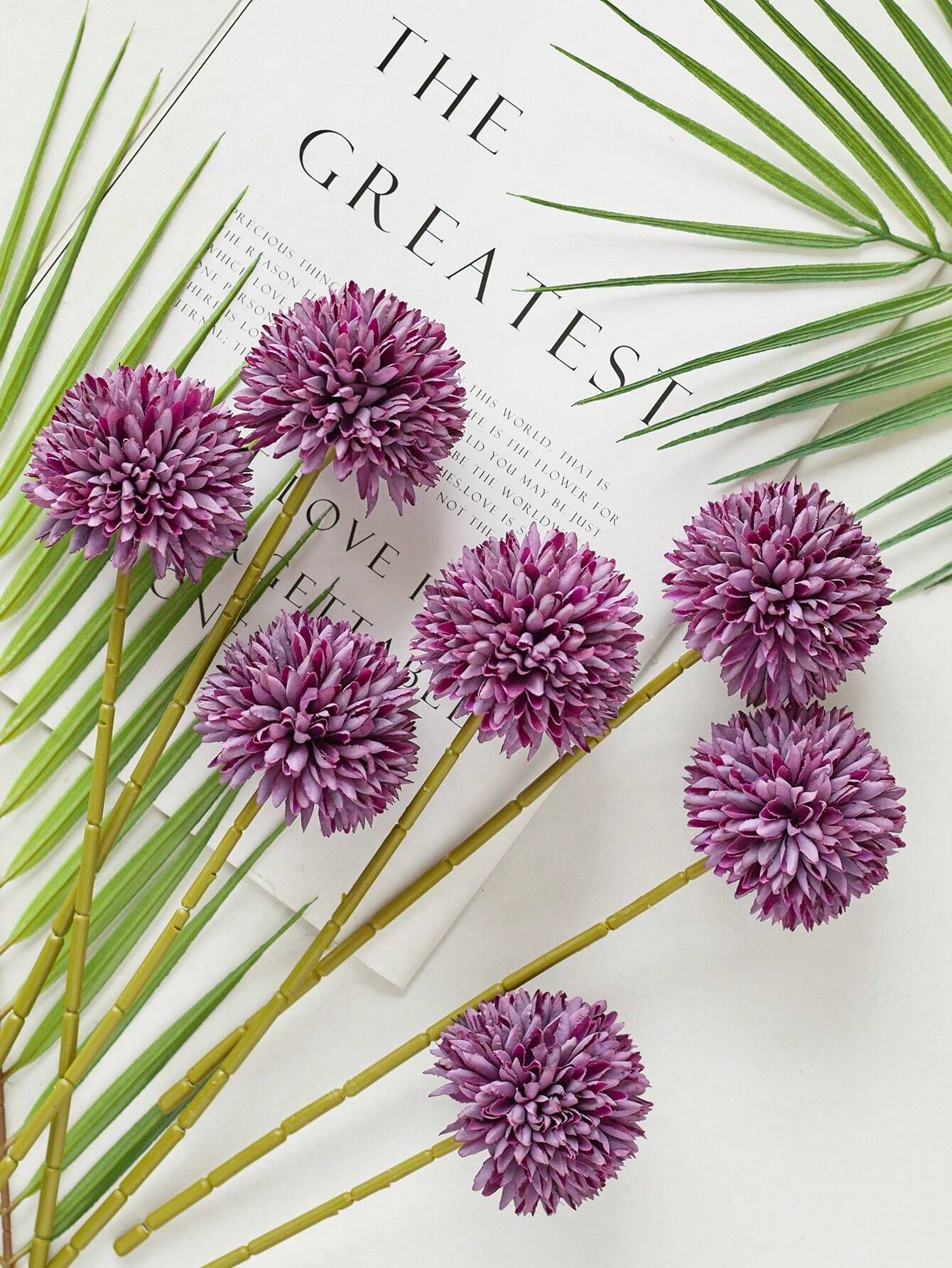 8pcs Artificial Chrysanthemum Ball Flowers Dandelion Hydrangea Arrangement view 4
