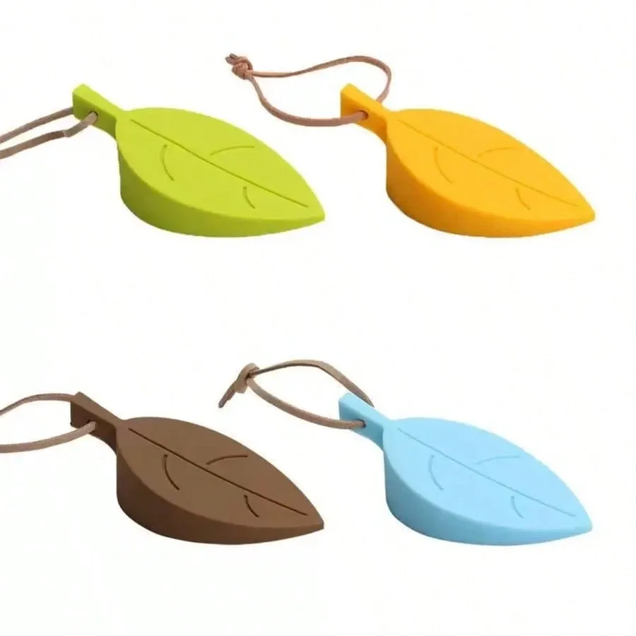 6pcs Silicone Leaf Shaped Door Stopper Wind Resistant Hang On Wedge To Prevent view 4