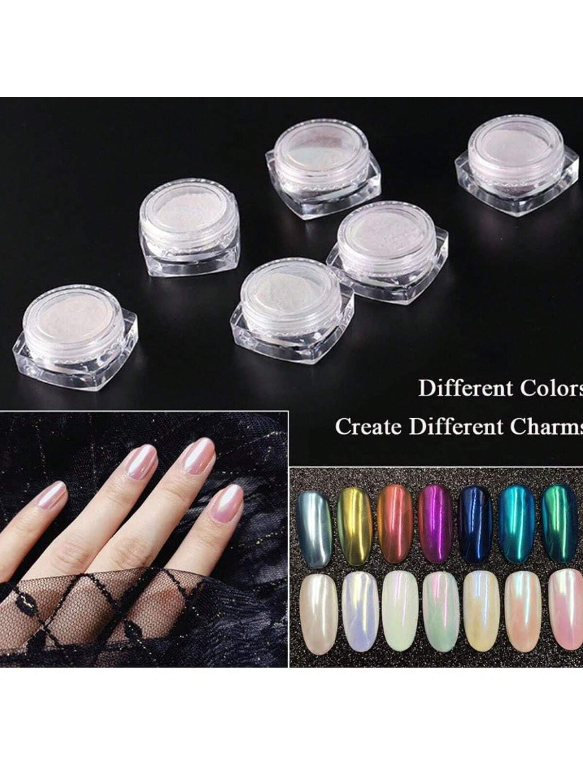 Pearl White Nails Glitter Dust Chrome Y2 1Box Moonlight White Chrome Powder view 4
