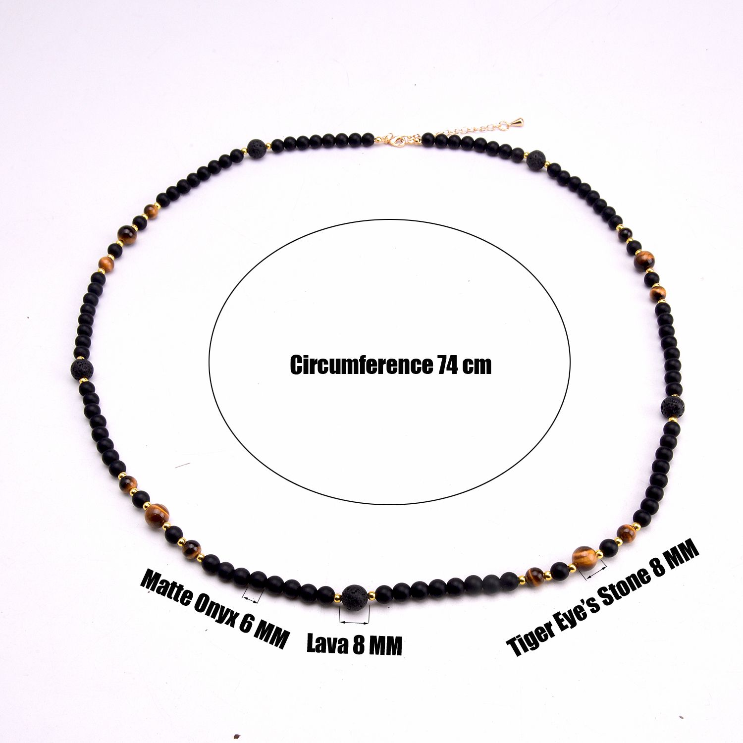 Men's Black Onyx Bead Necklace view 2