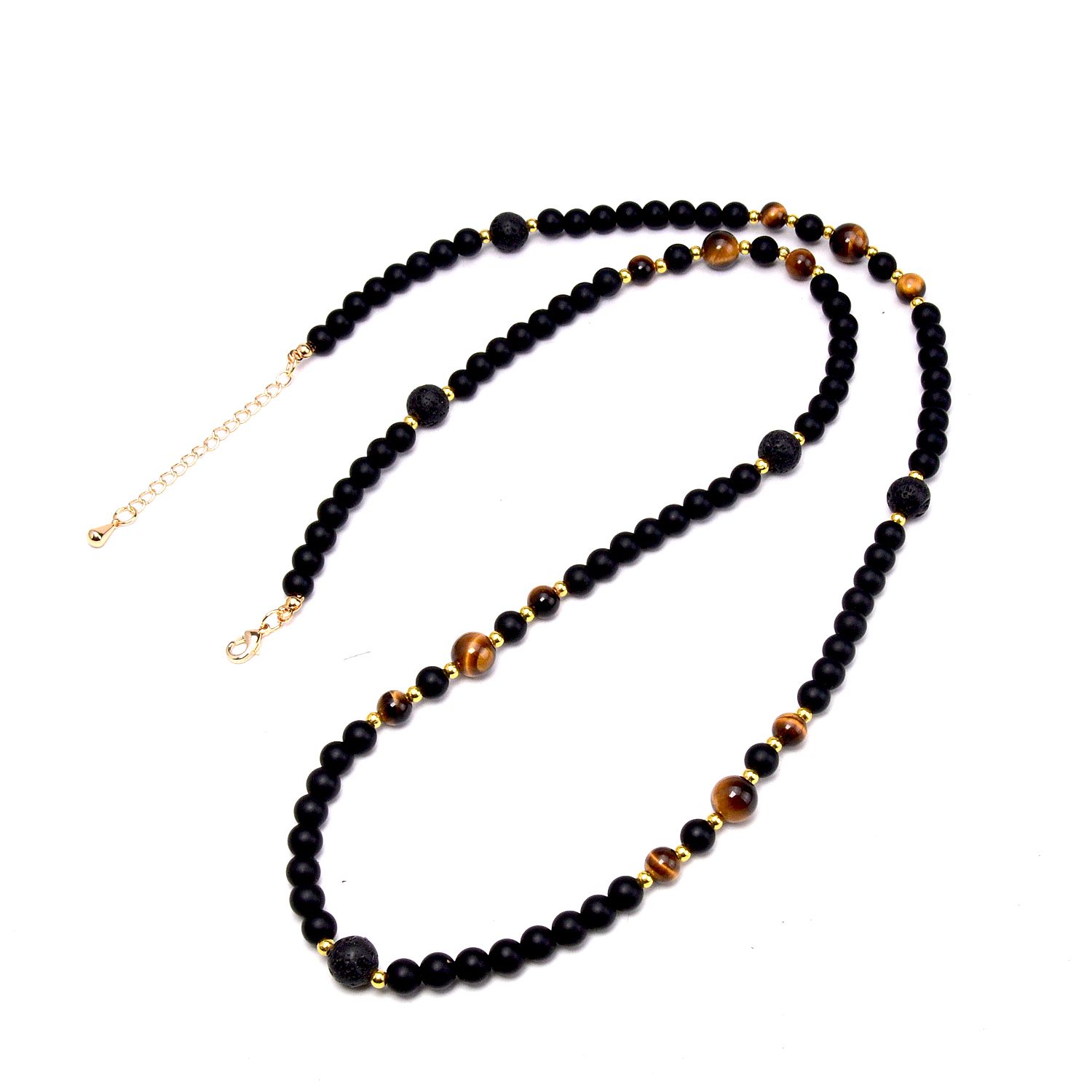 Men's Black Onyx Bead Necklace view 3