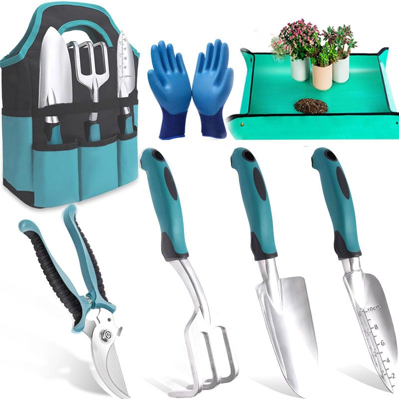 Set of manual gardening tools, aluminum gardening equipment, garden tool view 2
