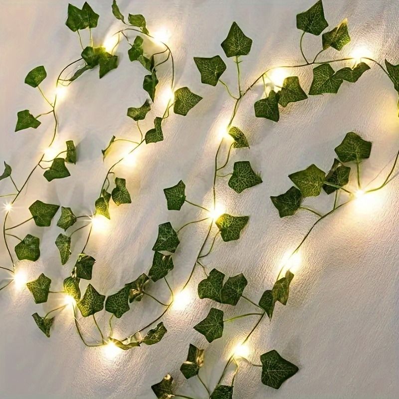 2M 20LED Green Leaf String Lights Artificial Vine for Wedding Party Christmas view 2