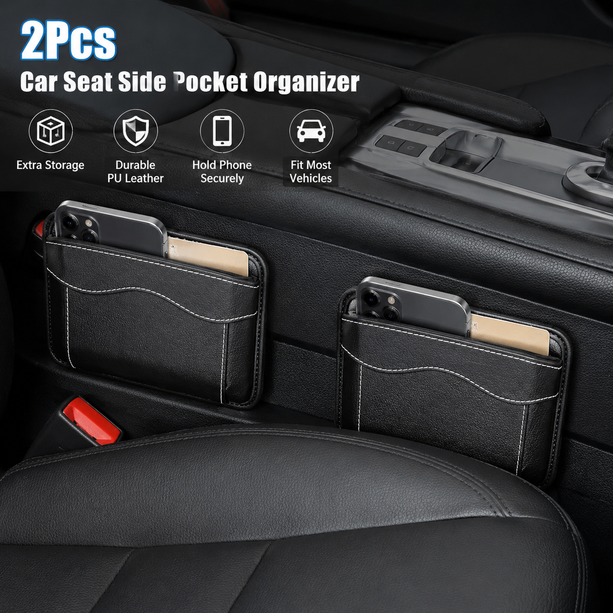 2Pcs Car Seat Side Pocket Organizer