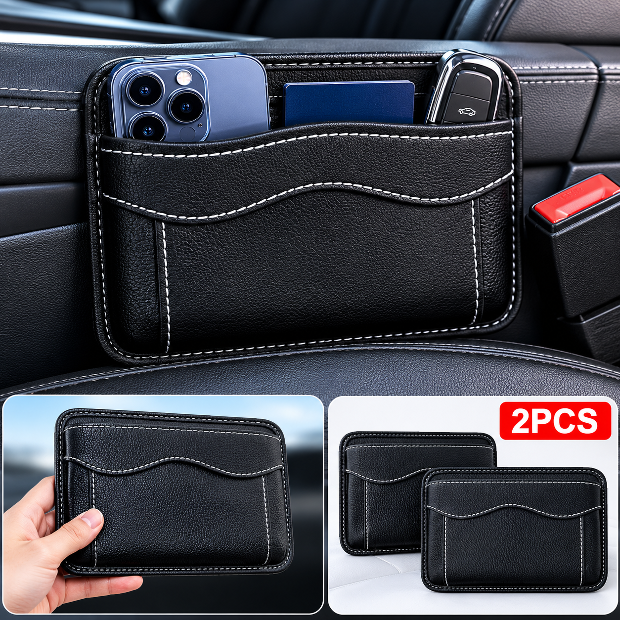 2Pcs Car Seat Side Pocket Organizer view 2