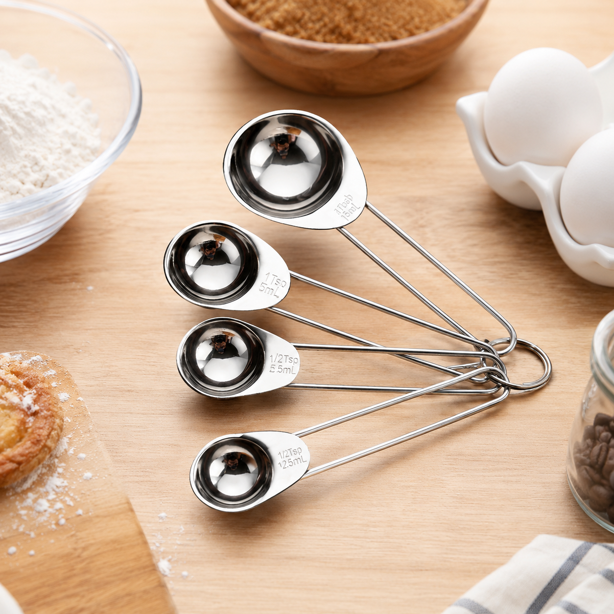 4-Piece Stainless Steel Measuring Spoons Set – Durable and Accurate Kitchen view 3