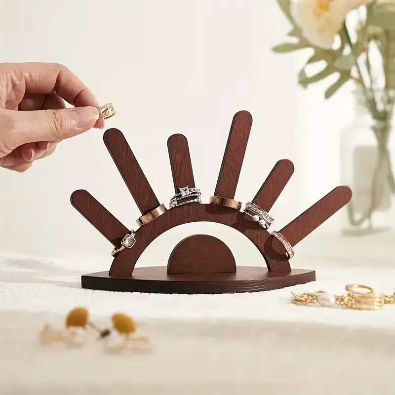 Wooden Ring Holder, Evil Eye Ring Display Wood Ring Stand, Cute Jewelry view 5