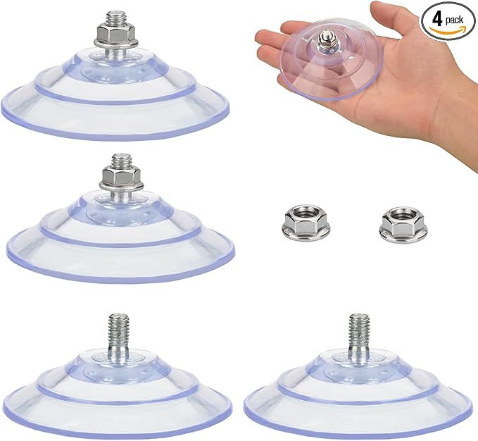 Large Suction Cup with Screws 3.4"/85mm Plastic Suction Pads 4 Pack Clear PVC — image 1