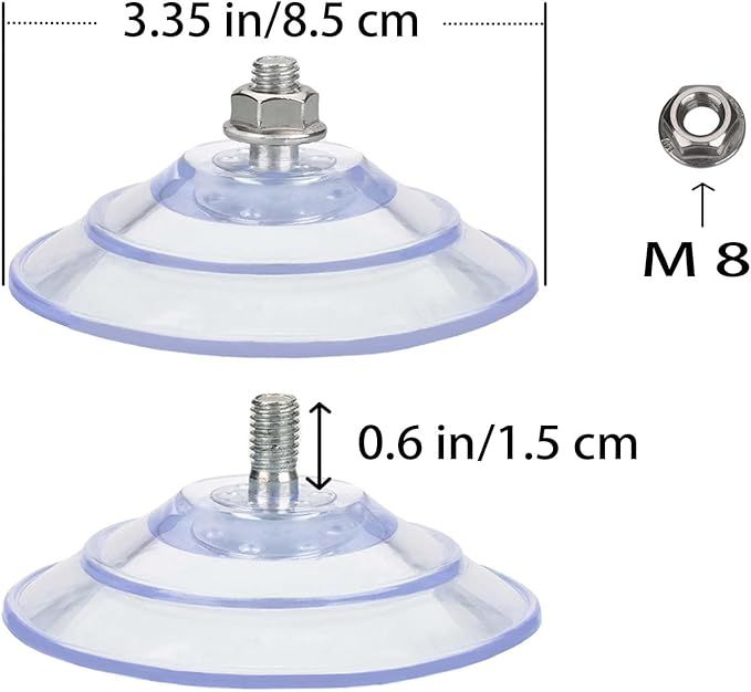 Large Suction Cup with Screws 3.4"/85mm Plastic Suction Pads 4 Pack Clear PVC view 2