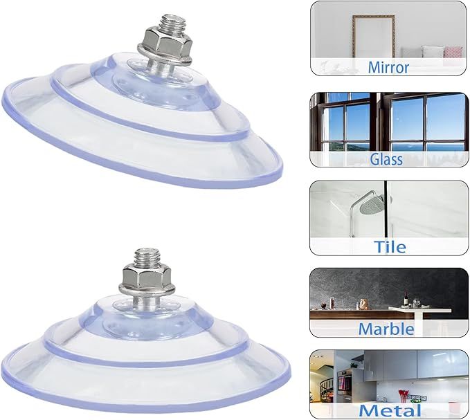 Large Suction Cup with Screws 3.4"/85mm Plastic Suction Pads 4 Pack Clear PVC view 5