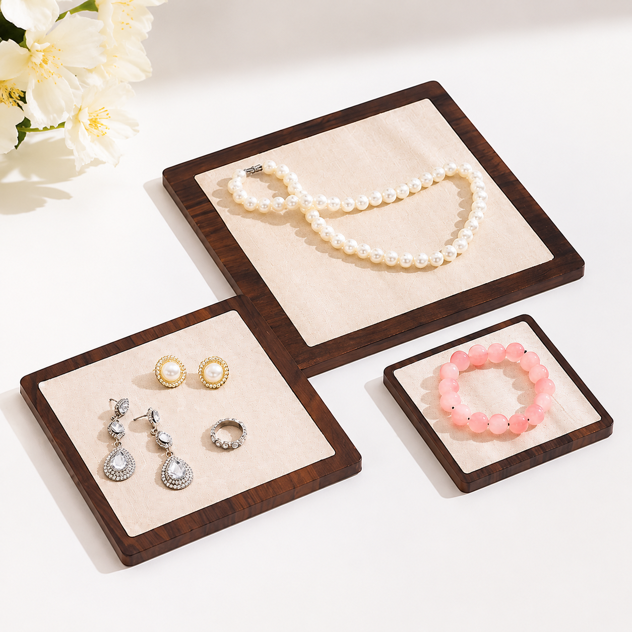 Multi-Size Square Wooden Jewelry Display Set of 3 view 5
