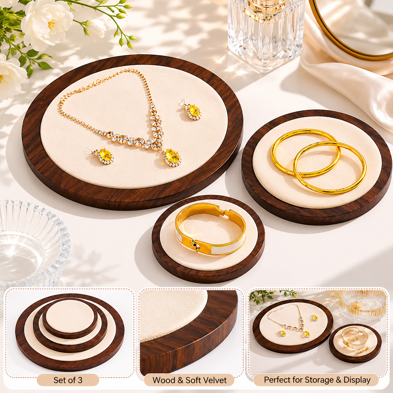Wooden Jewelry Display Set of 3 view 4