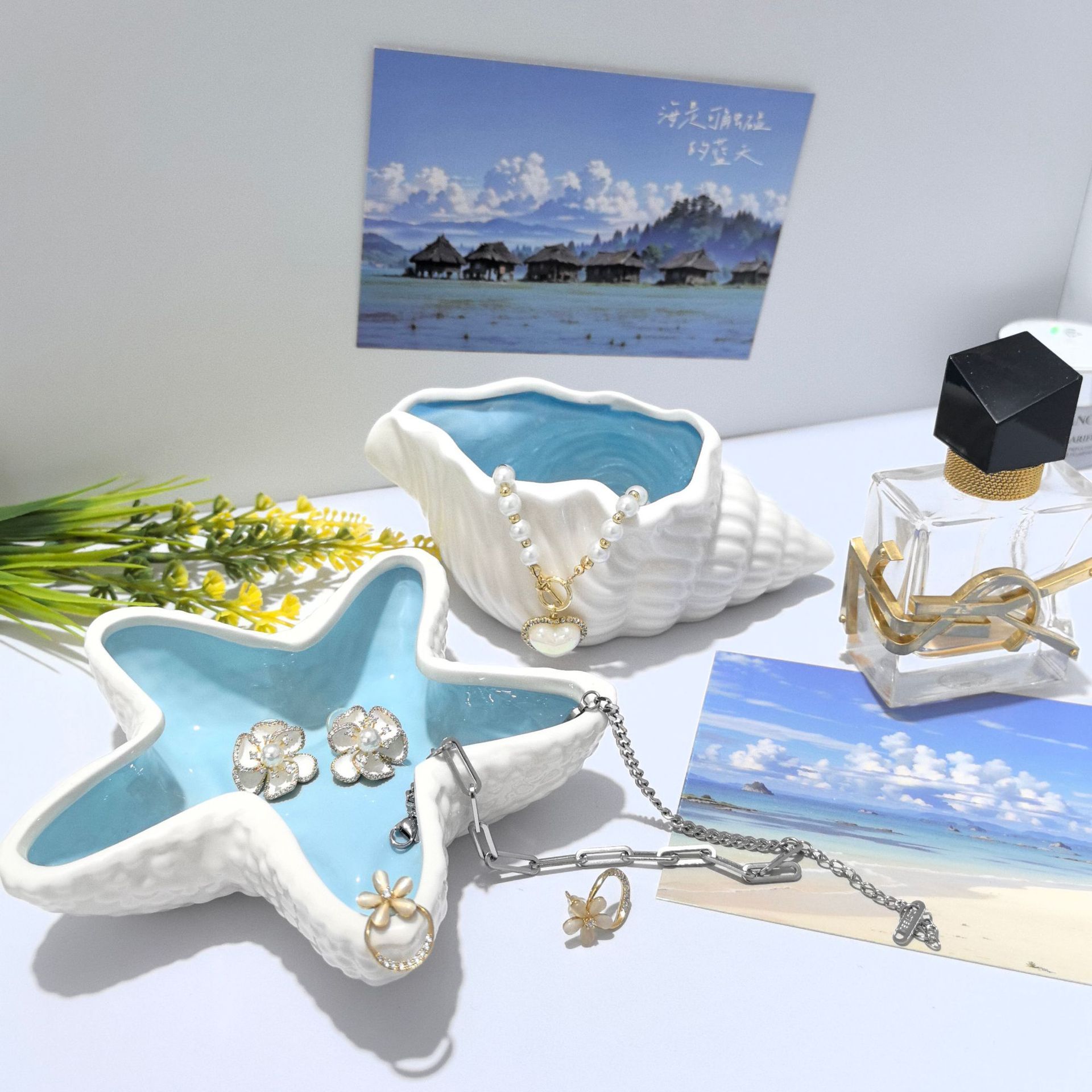 Conch+Starfish Shape Ceramic Jewelry Tray view 5
