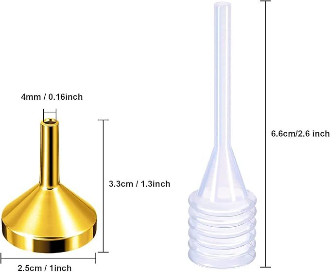 10 Pack Small Metal Funnels with 2 Pack Mini Pipette for Filling Small Mini view 2