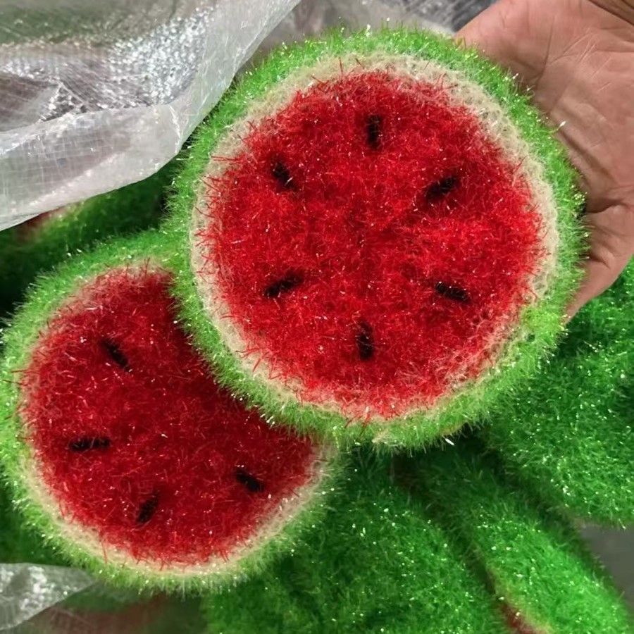 4pcs Random Color Watermelon Dishwashing Brush Acrylic Dishwashing Towel Round view 5