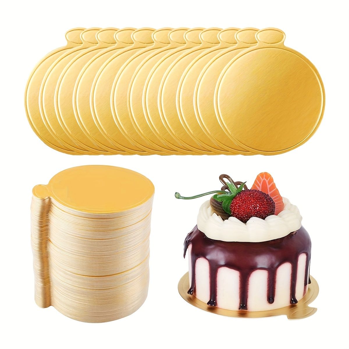 100pcs Mini Round Golden Cardboard Cake Base view 5
