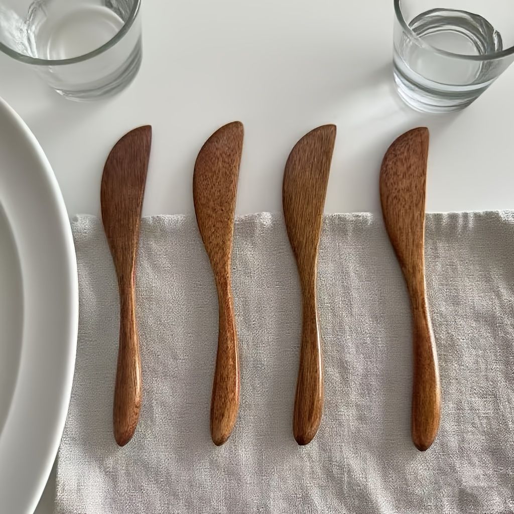 4pcs Butter Knife, 5.9 Inch Wooden Jam Spreader Mini Butter Spreaders Knife view 2