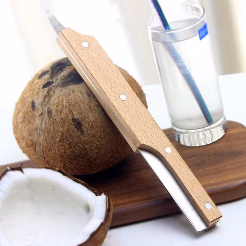 Coconut Breaker Tool Opener Cutter Cracker with Wooden Handle — image 1