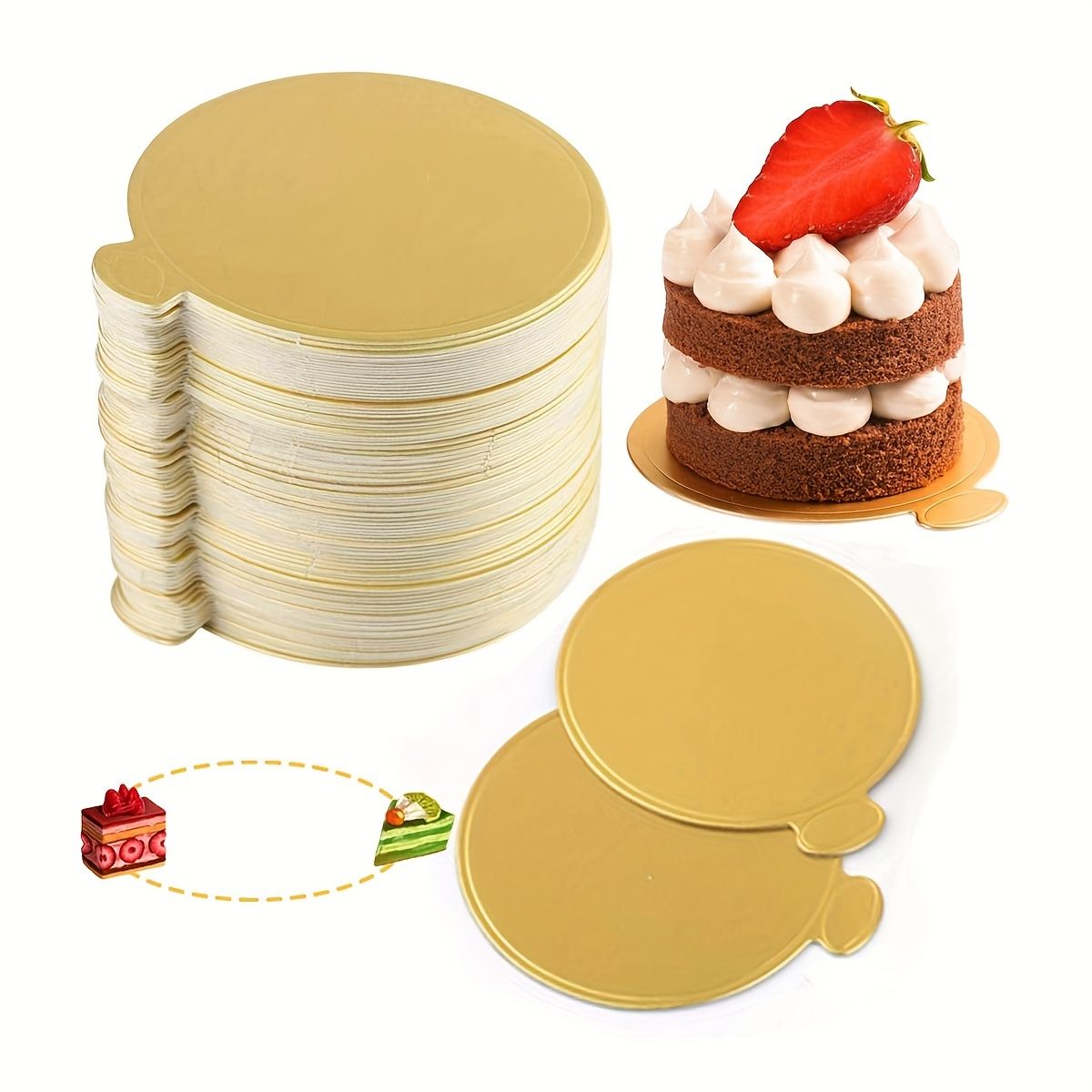 50pcs Mini Round Golden Cardboard Cake Base view 2