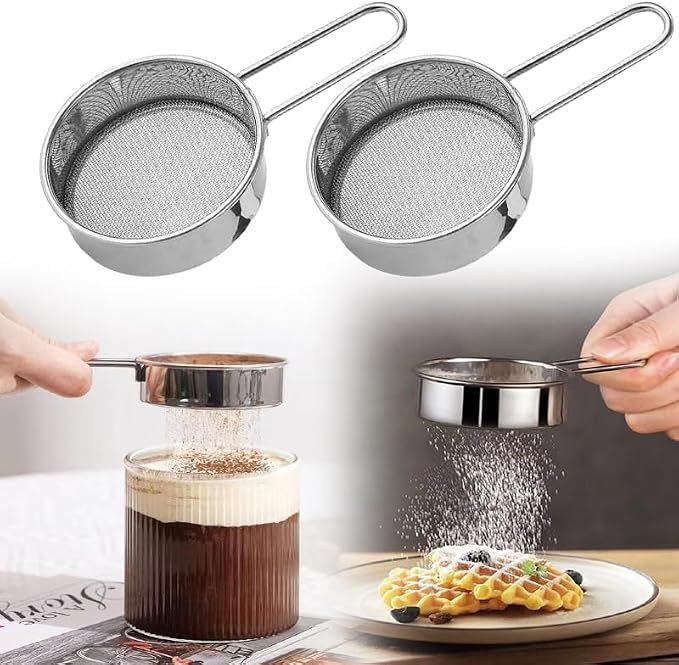 2 Pack Powdered Sifter for Sugar- Flour Sifter Mini Small Drainer for Baking