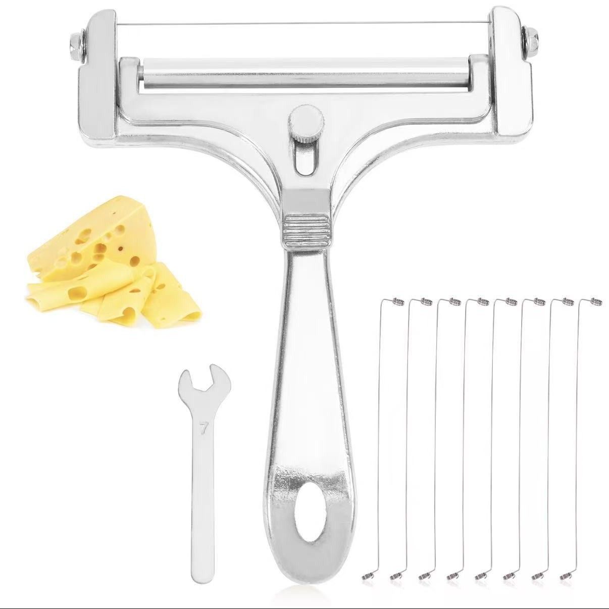 Cheese Slicer with 8 Wires Stainless Steel Adjustable Handheld Butter Block
