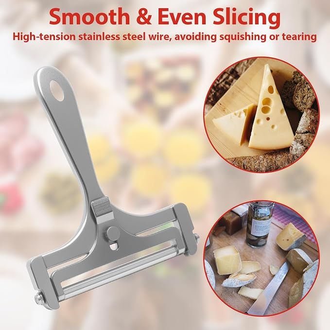 Cheese Slicer with 8 Wires Stainless Steel Adjustable Handheld Butter Block view 2