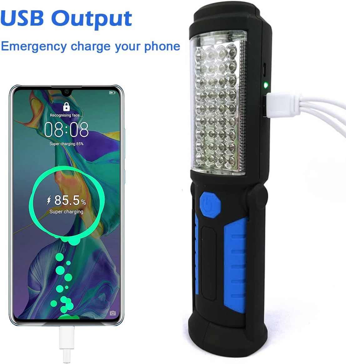 Multi-Function LED Work Light - USB Rechargeable Magnetic Flashlight with 360° view 5
