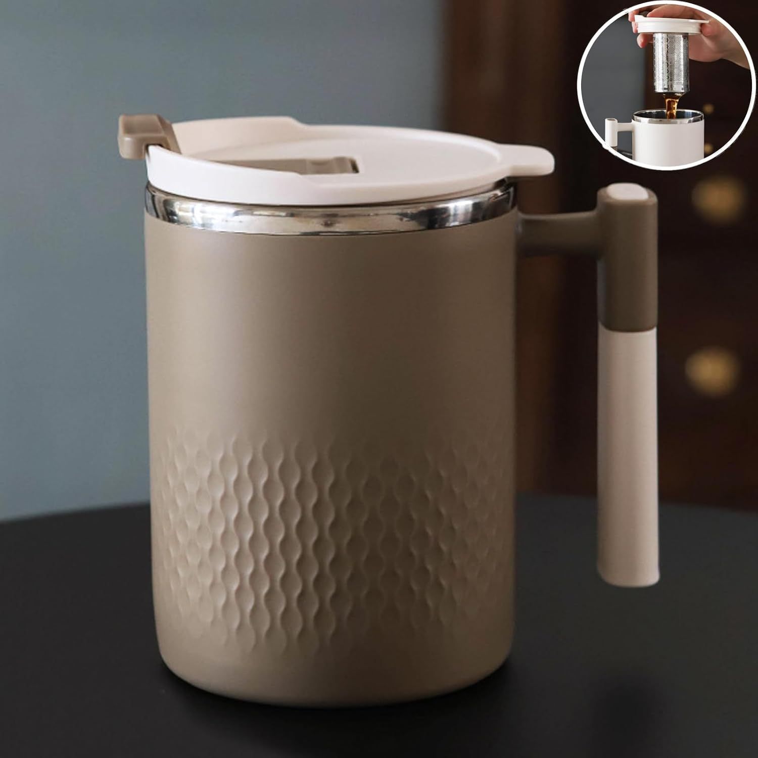 Travel Coffee Mug with Lid and Infuser