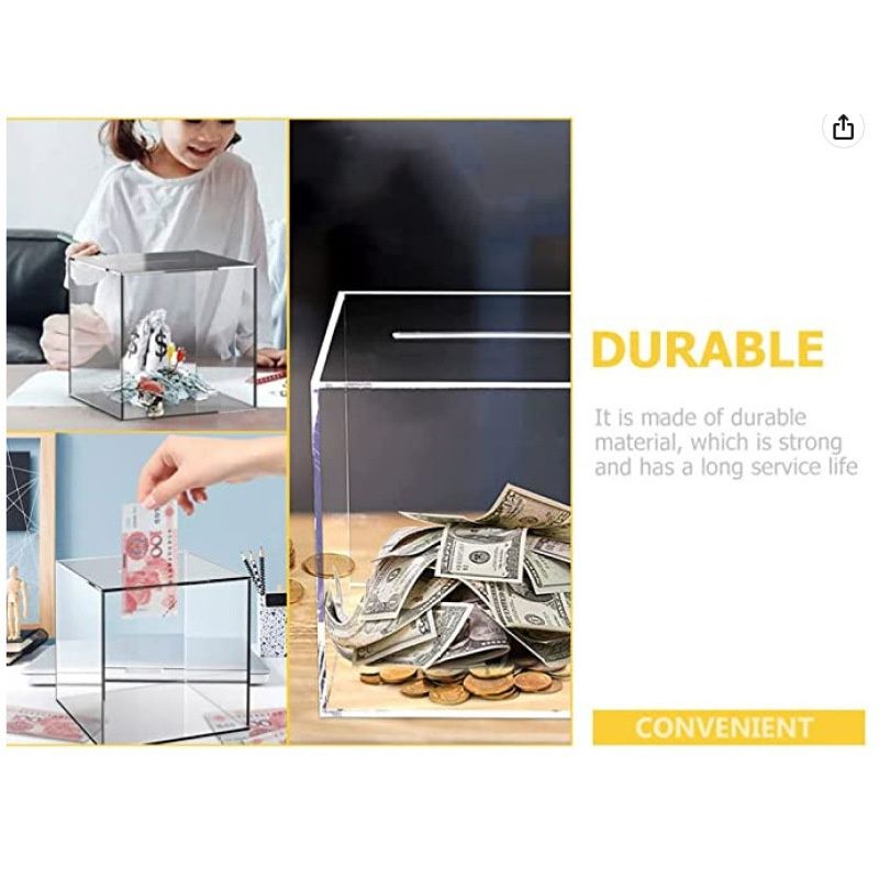 Acrylic Clear Bank Money Saving Box for Cash Saving view 4