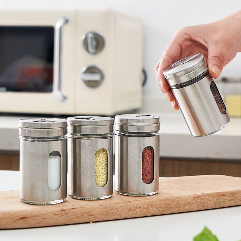 4pc Stainless Steel Canister Set for Kitchen Counter with Window Airtight Lids view 2