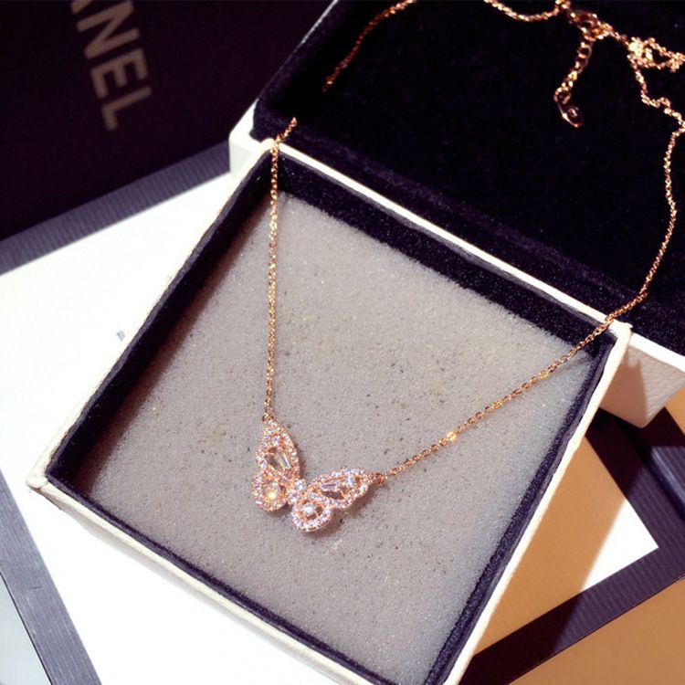 Butterfly Necklace for Women Brilliant Delicate Girls Accessories Engagement view 4
