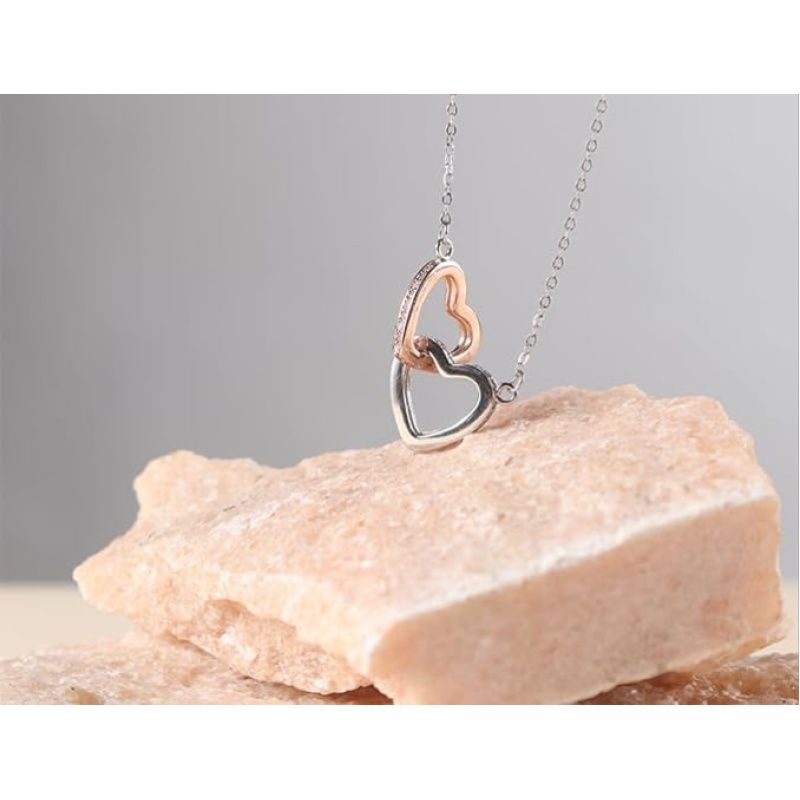 Sterling Silver Heart Necklace Rose Jewelry Pendant With Long Chain Gift for view 4