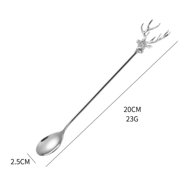 Stainless Steel Milu Deer Coffee Cake Spoon Fork Dessert Spoons Ice Cream view 3