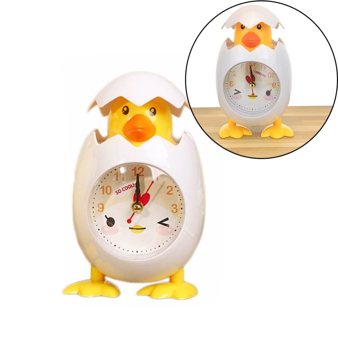 Kids Alarm Clock, Chicken Egg Alarm Clock Cartoon Desktop Clock Cute Bedside view 3