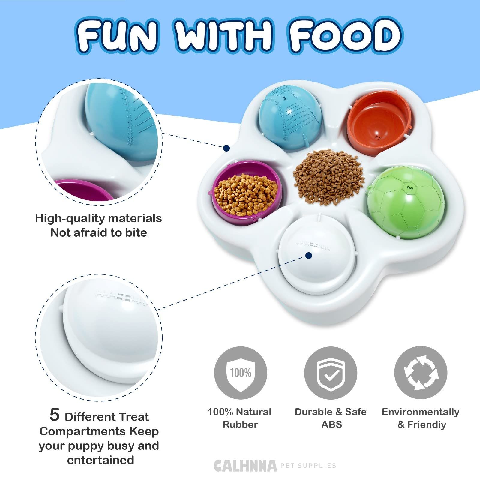 Interactive Dog Puppy Treat Ball Slow Feeder Bowl Nontoxic Dog Food Dispenser view 3