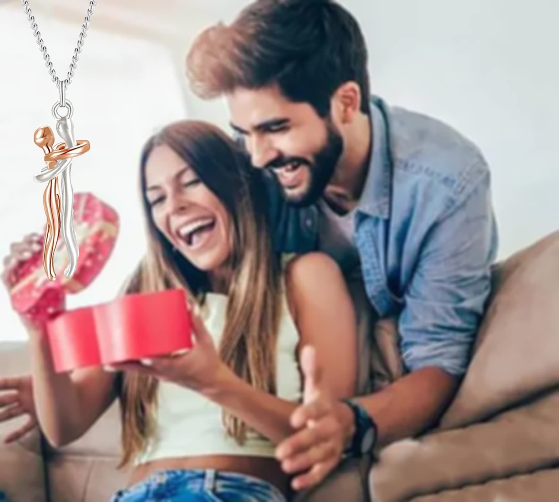 Hug Necklace, Couples Necklace for Him and Her, the Tale of Two Lovers view 3