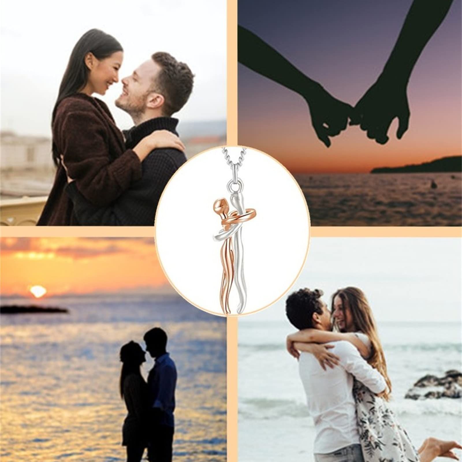 Hug Necklace, Couples Necklace for Him and Her, the Tale of Two Lovers view 4
