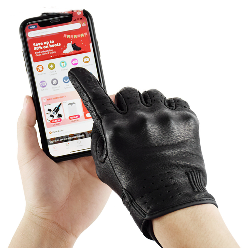 Motorcycle Gloves Leather Retro Motorcycle Gloves Men Touch Screen Motocross