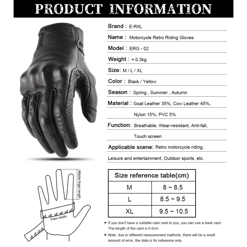 Motorcycle Gloves Leather Retro Motorcycle Gloves Men Touch Screen Motocross view 2
