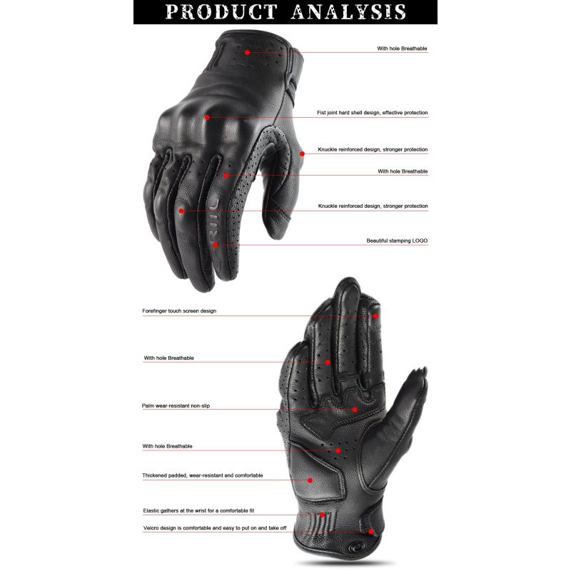 Motorcycle Gloves Leather Retro Motorcycle Gloves Men Touch Screen Motocross view 4