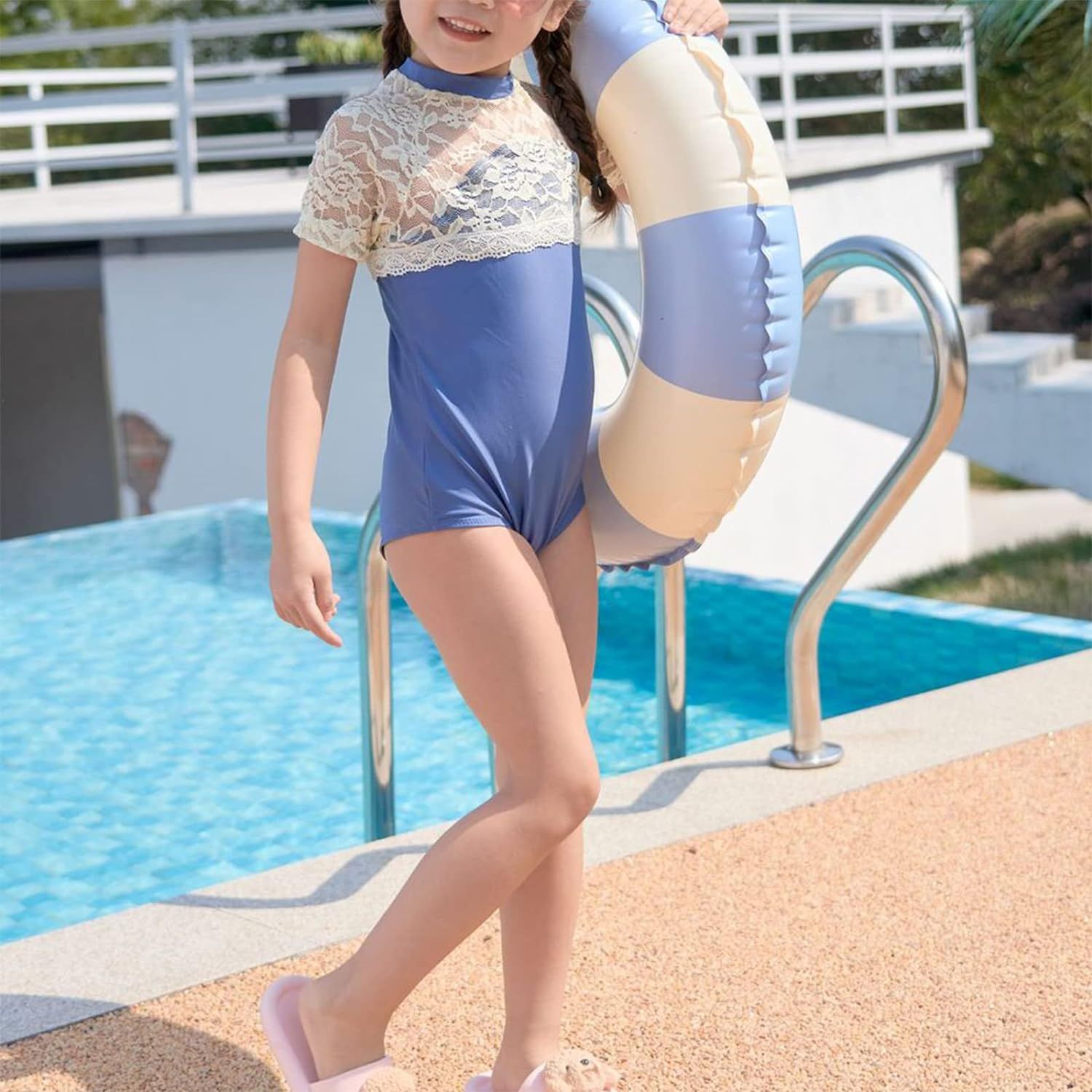 Inflatable Pool Float, Retro Striped Swim Tube Pool Rings, Inflatable Pool view 3