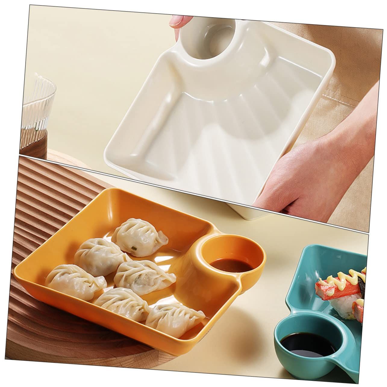4pcs Snack Plate Shrimp Plate with Sauce Glass Bowls Dumpling Serving Dishes view 2