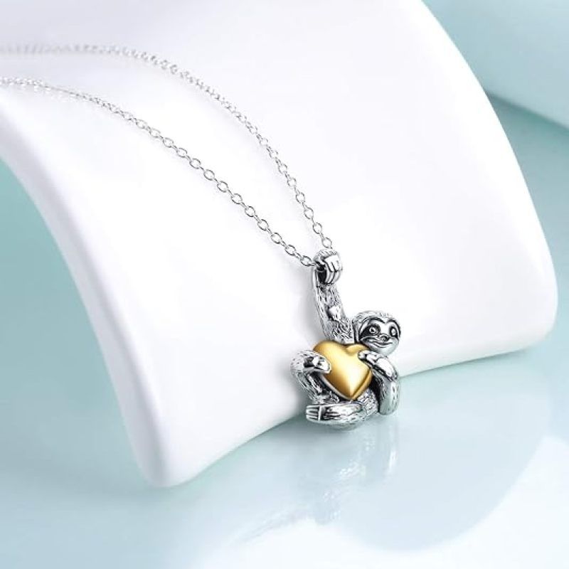 Gifts Necklace Heart Crystal Sloth for Women Girls Men Christmas Gifts sloth view 4