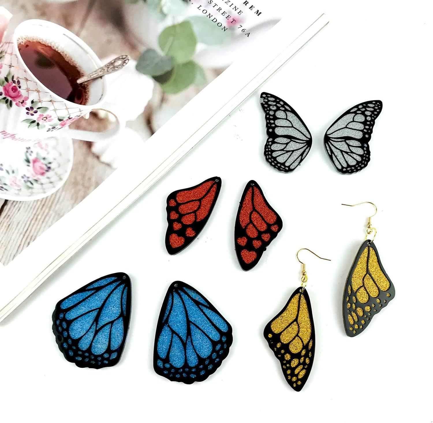 Butterfly-Wing Silicone Pendant Resin Molds with Hangings Hole for Earrings view 4