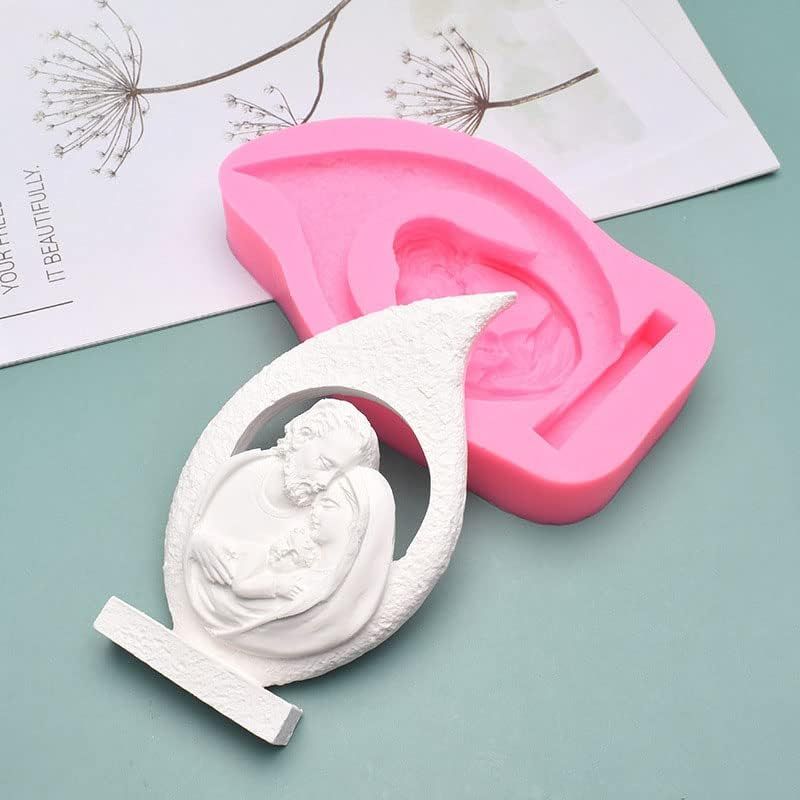 Jesus The Virgin and The Child Shape Car Freshie Silicone Mold for Making Soap view 4