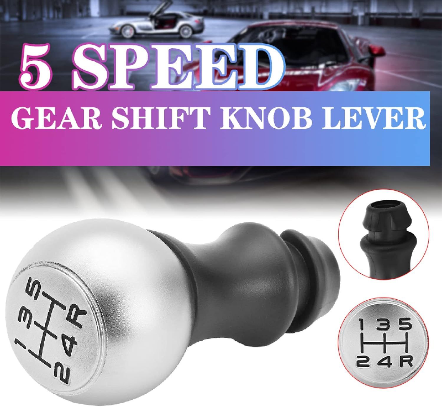 5-Speed Matte Aluminum Alloy Sports Gear Shift Knob Shifter Lever Accessories view 3