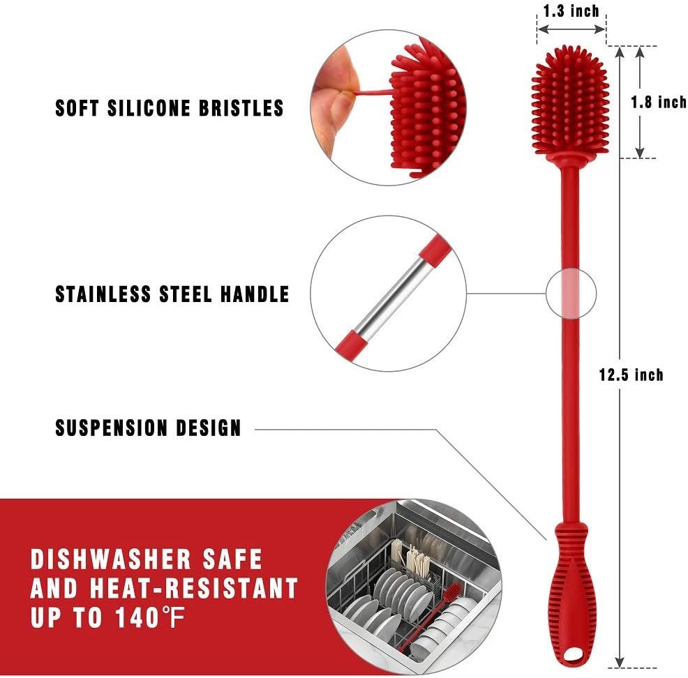 Silicone Bottle Cleaning Brush with Long Handle view 3