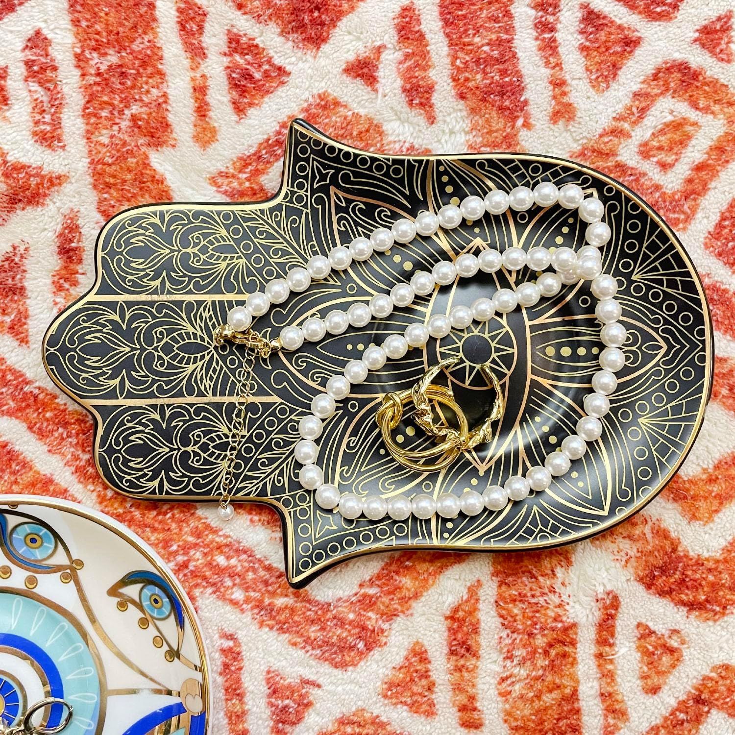 Exquisite Small Ceramic Jewelry Tray - Trinket Dish Evil Eye Decor view 4